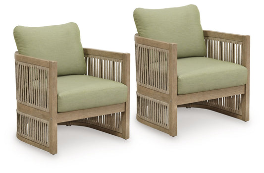 Serena Shores - Beige / Green - Lounge Chair With Cushion (Set of 2)